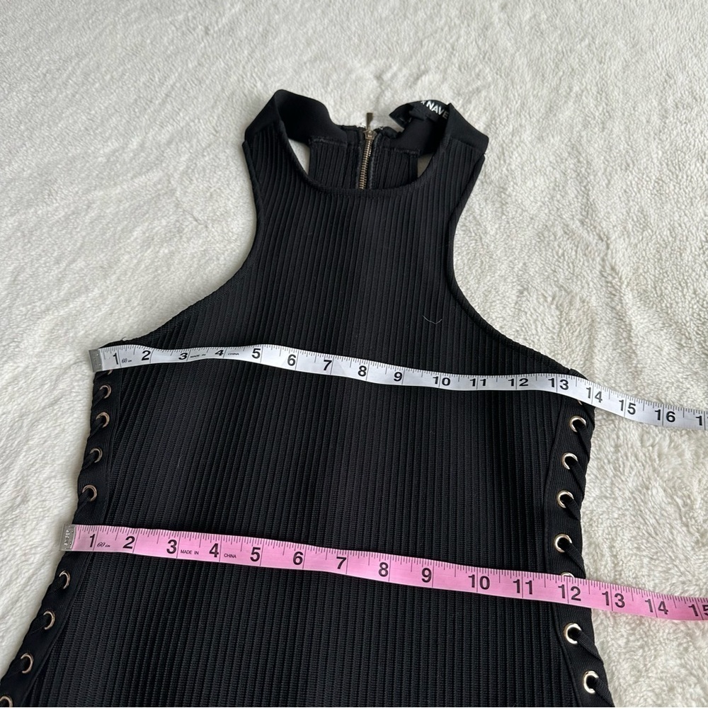 NBD Black Lace-Up Ribbed Mini Dress - Picture 4 of 13